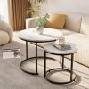Round-Nesting-Coffee-Table-Side-Table-Set-of-2-End-Tables-for-Living-Room-Bedroom-Balcony_0c7a7afb-43c0-46a9-a523-41a23dfffb55 Round Nesting Coffee Table Side Table Set of 2 End Tables for Living Room Bedroom Balcony,Faux Marble Wooden Table 31IN