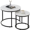 Round-Nesting-Coffee-Table-Side-Table-Set-of-2-End-Tables-for-Living-Room-Bedroom-Balcony_4fc1d3c7-adfd-4655-907d-bfe4115e78f5 Round Nesting Coffee Table Side Table Set of 2 End Tables for Living Room Bedroom Balcony,Faux Marble Wooden Table 31IN