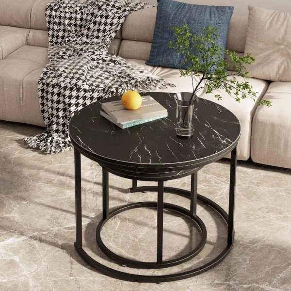 Round-Nesting-Coffee-Table-Side-Table-Set-of-2-End-Tables-for-Living-Room-Bedroom-Balcony_805be924-0639-4672-945f-0ce12369ae23 Round Nesting Coffee Table Side Table Set of 2 End Tables for Living Room Bedroom Balcony,Faux Marble Wooden Table 31IN