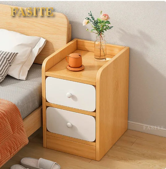 Nightstands 2 Drawers Storage Shelf, Modern End Tables Farmhouse Wood Bedside Table for Living Room and Bedroom Furniture