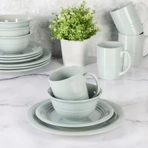 Dinner Plate Set Free Shipping Restaurant Plates 16-Piece Blue Stoneware Dinnerware Set Ceramic Dishes to Eat Tableware Dish Bar