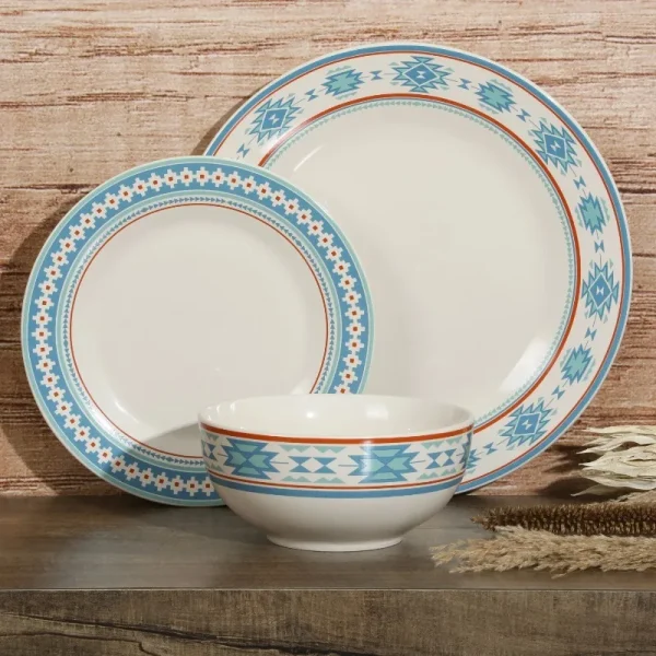 S6bc08ed0bf4c4525b3ed01b14f901e8dB Multi-functional Geometric Pattern Decorated 12-Piece Fine Porcelain Dinnerware Set for Family Meals and Special Occasions
