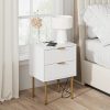 Sf2a27b2333b647bc872ac807692b4b1ex Nightstand,Mid-Century Modern Bedside Table with 2 Storage Drawer,Small Gold Frame Side End Table for Bedroom,Living Room