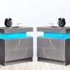 Side Bed Table With LED Light Bedside Tables for the Bedroom Furniture Generic Nightstand Set of 2 LED Nightstand With 2 Drawers