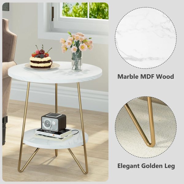 Tribesigns-2-Tier-Faux-Marble-End-Table-Round-Side-Table-with-Shelves-Small-Coffee-Accent-Table_b0963511-2836-4c5c-b86a-9fbc1556453e 2 Tier Faux Marble End Table Round Side Table with Shelves Small Coffee Accent Table for Living Room, White and Gold