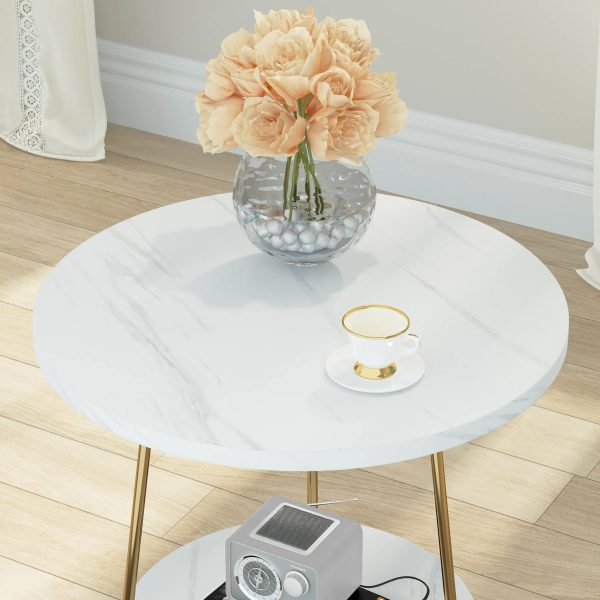 Tribesigns-2-Tier-Faux-Marble-End-Table-Round-Side-Table-with-Shelves-Small-Coffee-Accent-Table_ee766c90-a0b0-4d7d-a934-7d9997225037 2 Tier Faux Marble End Table Round Side Table with Shelves Small Coffee Accent Table for Living Room, White and Gold