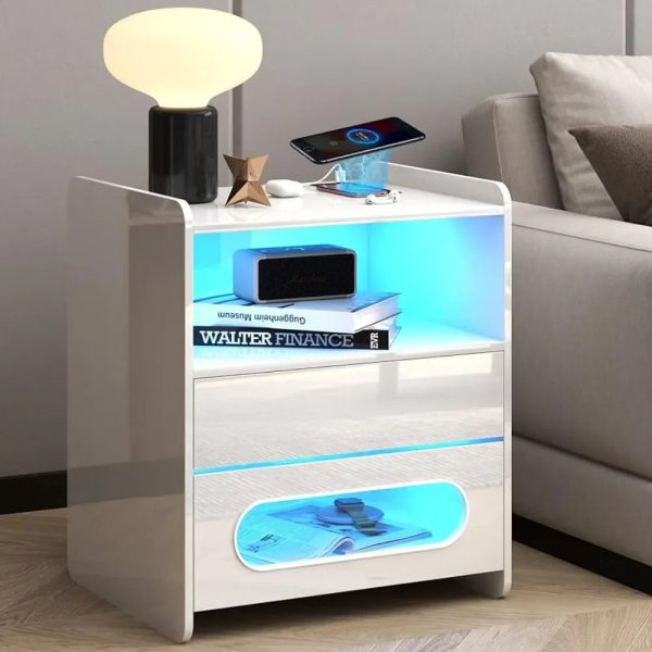 White-Nightstand-with-Wireless-Charging-Station-and-LED-Lights-Modern-Bedside-Table-with-Jewelry-Storage-Drawers_744401ea-079c-4e6d-a6d4-1a31142abad0 White Nightstand with Wireless Charging Station and LED Lights, Modern Bedside Table with Jewelry Storage Drawers,Side End Table