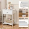 White Nightstands Set of 2, Small Spaces, 2 Tiers Storage Shelves End Table, Bedside Table for Living Room, Bedroom, Dorm