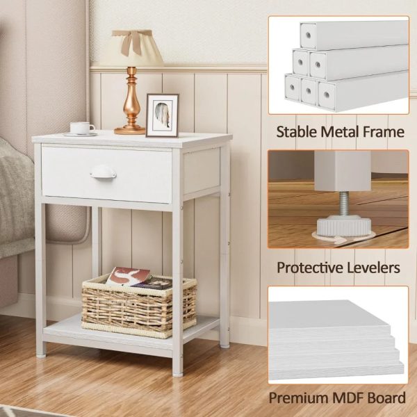 White Nightstands Set of 2, Small Spaces, 2 Tiers Storage Shelves End Table, Bedside Table for Living Room, Bedroom, Dorm