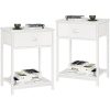 White Nightstands Set of 2, Small Spaces, 2 Tiers Storage Shelves End Table, Bedside Table for Living Room, Bedroom, Dorm