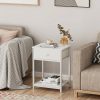 White Nightstands Set of 2, Small Spaces, 2 Tiers Storage Shelves End Table, Bedside Table for Living Room, Bedroom, Dorm