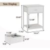 White Nightstands Set of 2, Small Spaces, 2 Tiers Storage Shelves End Table, Bedside Table for Living Room, Bedroom, Dorm