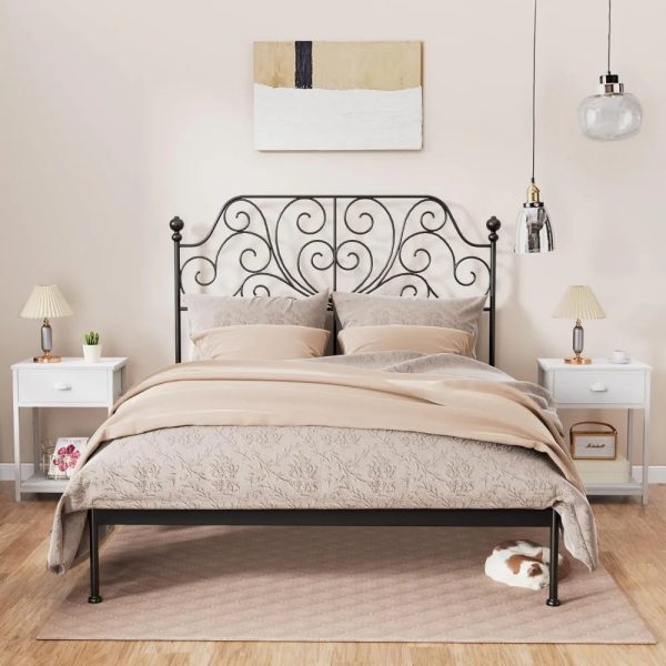 White Nightstands Set of 2, Small Spaces, 2 Tiers Storage Shelves End Table, Bedside Table for Living Room, Bedroom, Dorm