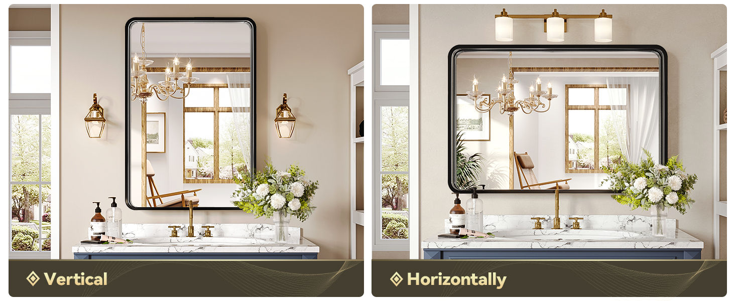 Horizontal/Vertical bathroom mirror