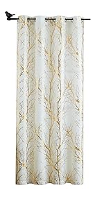 White Sheer Curtains Gold Branch Drapes