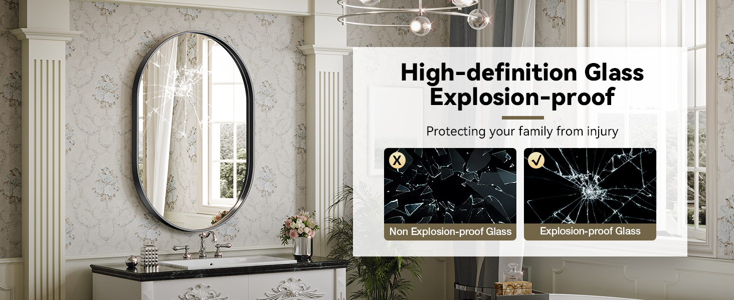 Explosion-proof Glass Oval Mirror
