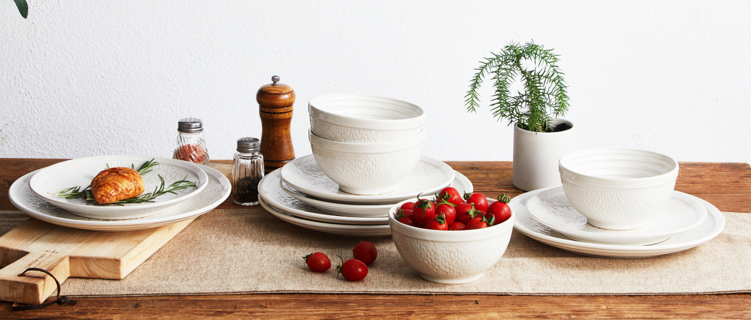 12 Piece Melamine Dinnerware Set - Durable, Dishwasher Safe Blue Plates and Bowls - Dining, Parties, Camping Dish Set Blue Planet Collection