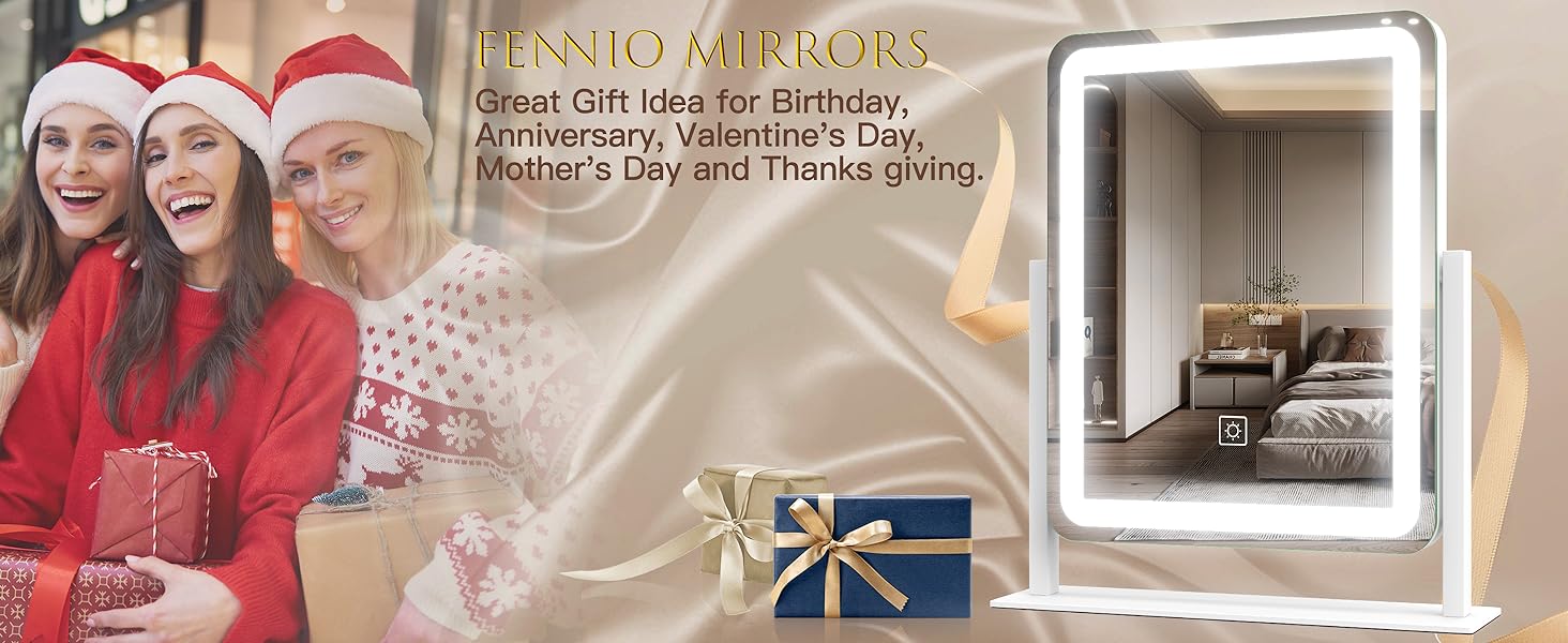 FENNIO Vanity Mirror with Lights LED Lighted Makeup Mirror, Large Makeup Mirror with Lights