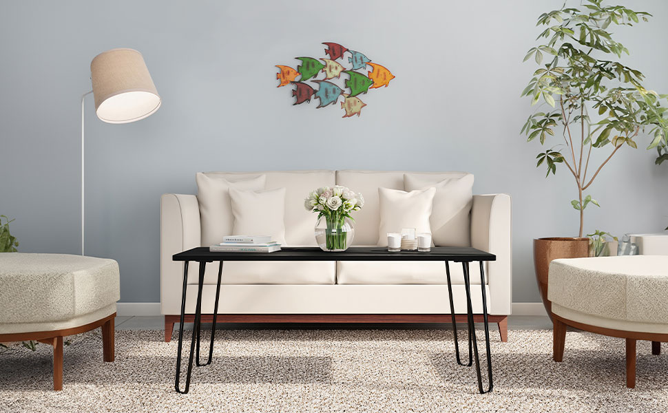 LAVISH HOME Modern Industrial Coffee Table with Hairpin Legs