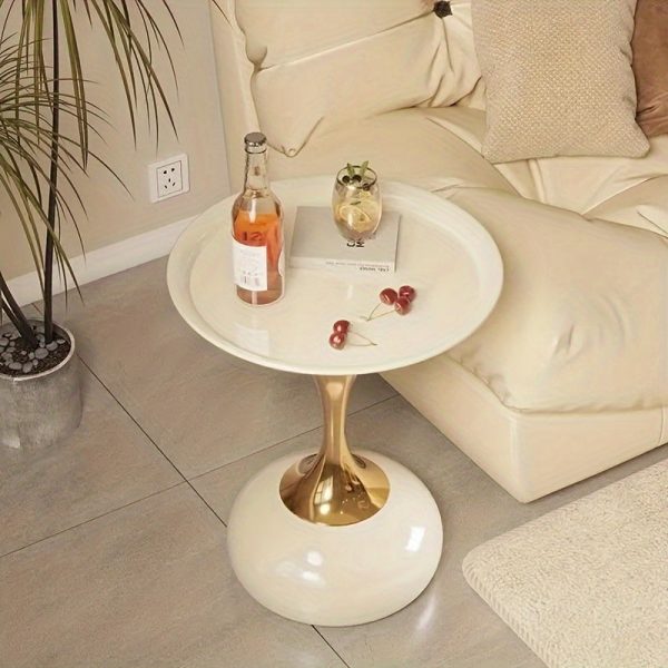 b665b28a-07b7-4d27-86e2-45bf9baba2a3-1 Elegant Small Round Table, Bedside Table, Coffee Table Made Of Iron, Creative Cream-style Design, Suitable For Bedroom, Sofa Side, Outdoor Camping