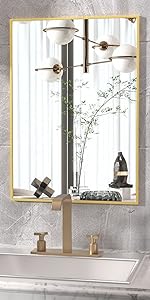 gold wall-mounted mirror for bathroom