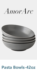 gray pasta bowls set