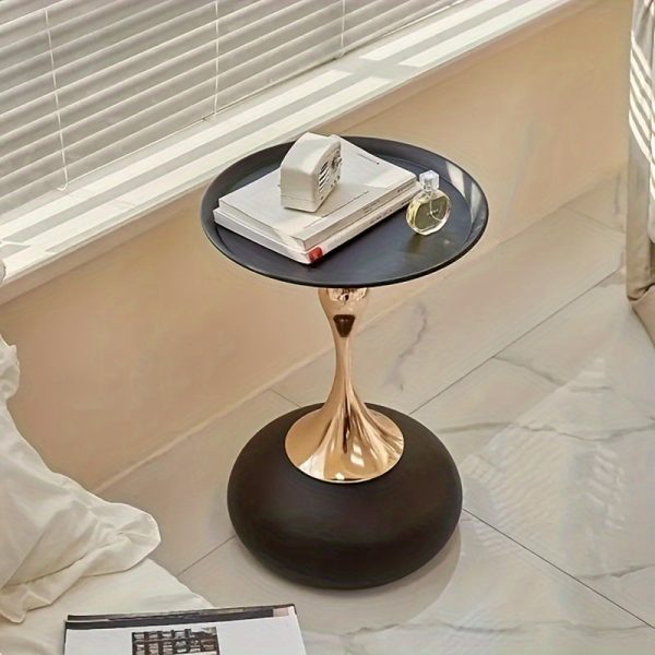 c70590be-8b04-4e60-be3a-6873d39c8c4b-1 Elegant Small Round Table, Bedside Table, Coffee Table Made Of Iron, Creative Cream-style Design, Suitable For Bedroom, Sofa Side, Outdoor Camping