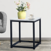 coffee Modern End Table, Square Small Coffee Sofa Side Table with Metal Frame