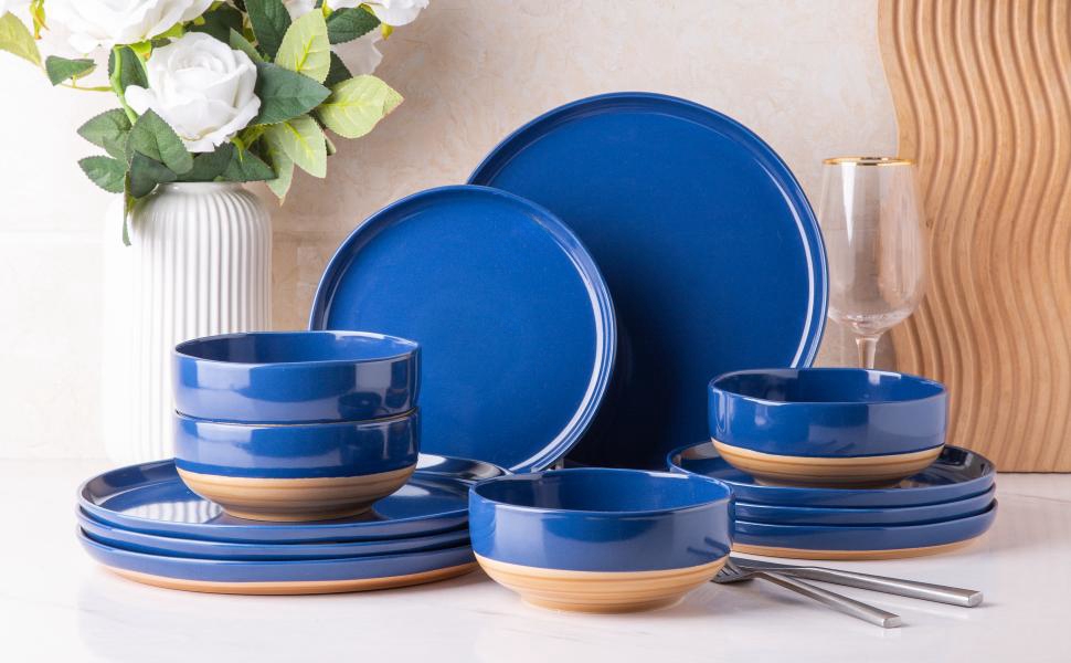 PLATES AND BOWLS SET BLUE