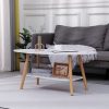 db1be2c2-44f2-4bcf-99d5-b48443655a79-1 Modern Coffee Table Oval White Marble Effect, 2 Tier Cocktail Table Sofa Table with Storage Wood Legs