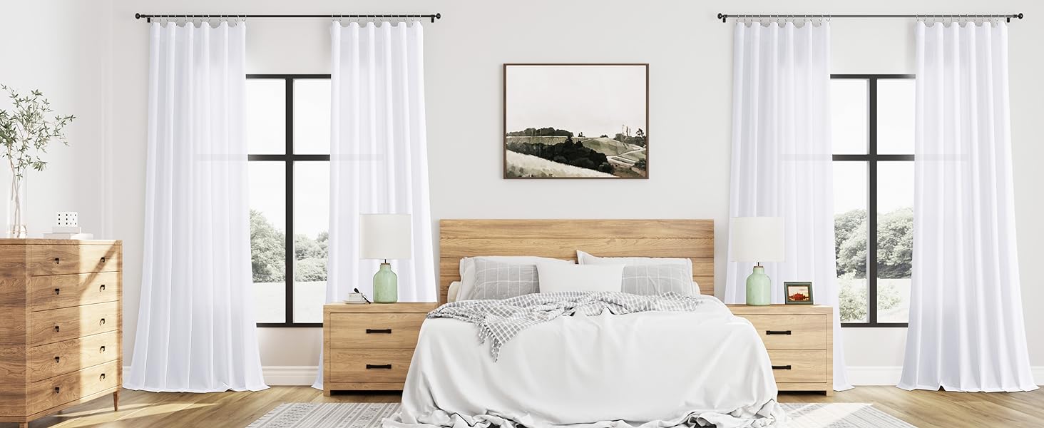 bedroom linen curtains