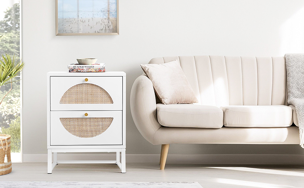 rattan bedside table