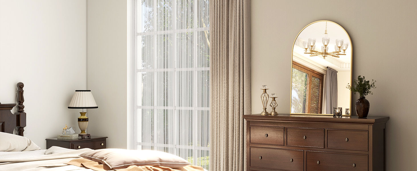 24"x36" Gold Arched Bathroom Mirror - Wall Mirror for Bathroom, Metal Frame Vanity Mirror, Dresser Mirror, Arch Decorative Mirrors for Living Room, Bedroom, Entryway, Mantle