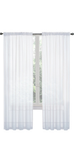 GoodGram 2 Pack: Basic Rod Pocket Sheer Voile Window Curtain Panels