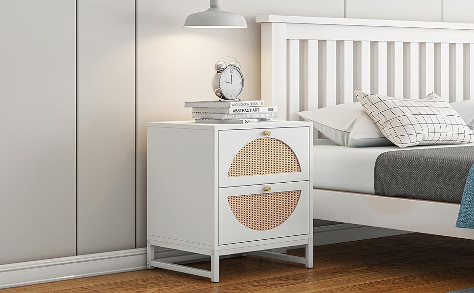 2 drawer rattan side table