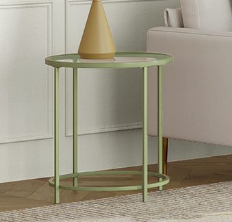 f7cf323a-be0a-4268-a9ed-507f28880037.__CR001464600_PT0_SX1464_V1___ Round Side Table, Glass End Table with Metal Frame, Laurel Green Coffee Table with Modern Style, for Living Room, Balcony, Bedroom, Laurel Green
