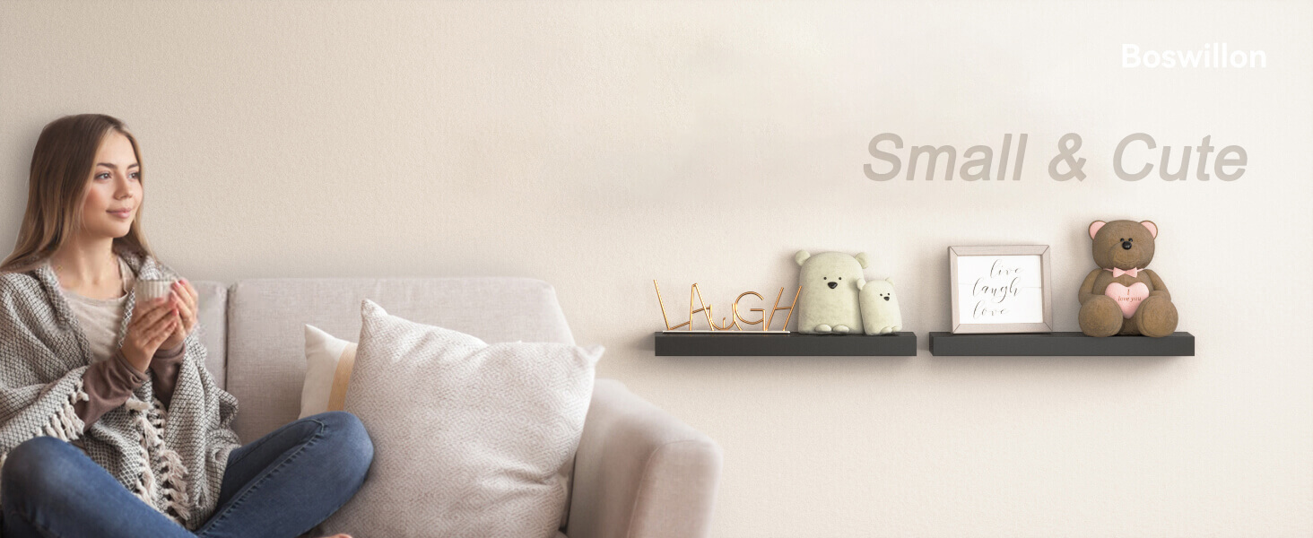 black shelves living room