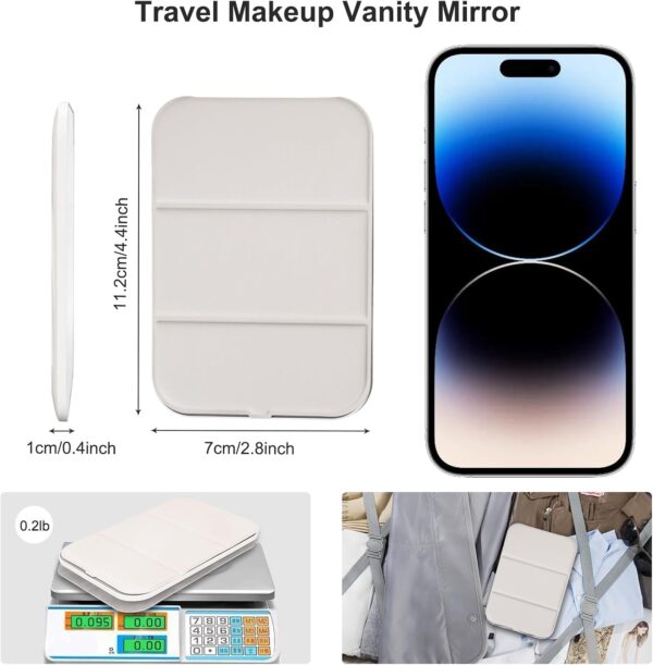 Rechargeable Travel Makeup Mirror with 80 LED Lights, Portable Lighted Makeup Mirror, 3 Color Dimmable Lighting Vanity Mirror, 360° Rotation Touch Screen Compact Tabletop Folding Cosmetic Mirror Mini