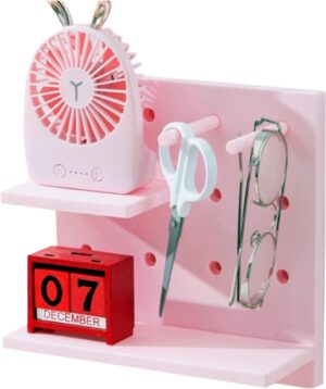 Pegboard Shelf Set with Hooks,Small Plastic Floating Shelves Wall Organizer for Desk, Office, Bathroom, Entryway and Kitchen, No Drilling