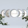 61P332Eqd1L._AC_SL1500 5 Pieces Acrylic Mirror Wall Stickers Natural Wall Decor Self Adhesive Mirrors Stickers Moon Phase Mirror Bohemian Wall Decoration for Home Living Room Bathroom Bedroom Decor (20cm)