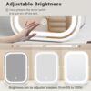 Travel Makeup Mirror with Lights, Portable Small Beauty LED Vanity Mirror with Lights, 1200mAh Battery, Dimmable Touch Screen, Tabletop Folding Compact Mirror,Women Gift