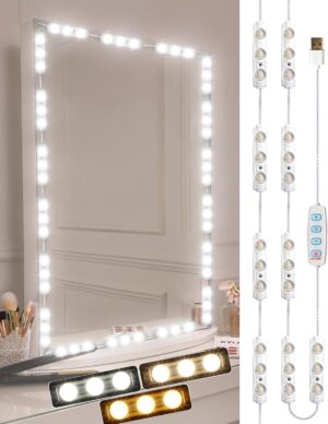 Vanity Lights for Mirror LED Makeup Light Strip with 3 Color Temperature Lighting Modes and Dimmable Stick on Vanity Bathroom Mirror,Ultra Bright (Mirror Not Included)