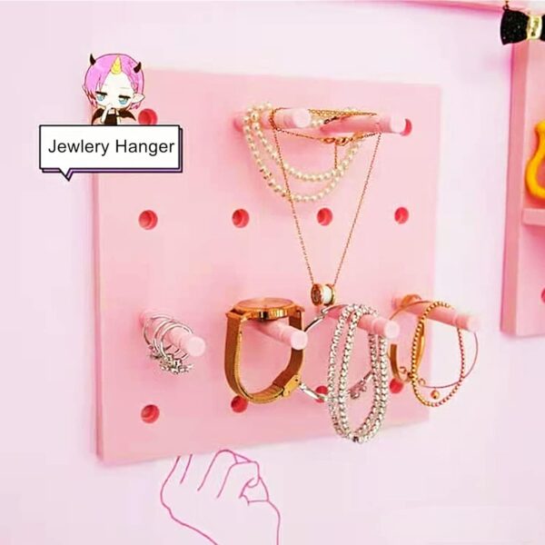 61uZP9qa4LL._AC_SL1500 Pegboard Shelf Set with Hooks,Small Plastic Floating Shelves Wall Organizer for Desk, Office, Bathroom, Entryway and Kitchen, No Drilling