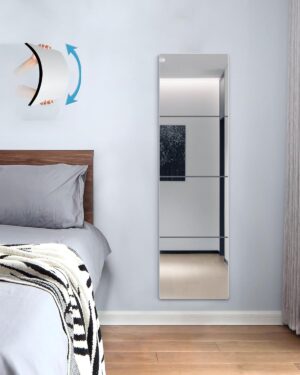 Wall Mirrors for Bedroom Door,Unbreakable Full Length Wall Mirror Tiles,shatterproof Mirror for Kids 4 Pack 10" x10,Workout for Home Gym Body,Closet Mirror Wall,Home Gym Mirror