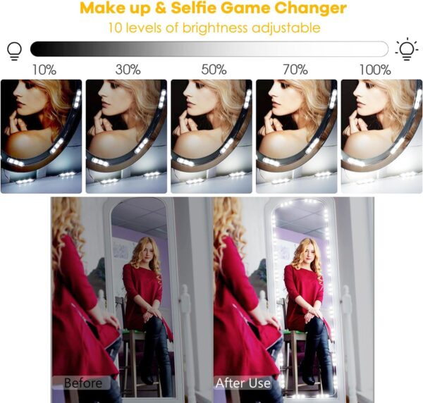 Vanity Lights for Mirror LED Makeup Light Strip with 3 Color Temperature Lighting Modes and Dimmable Stick on Vanity Bathroom Mirror,Ultra Bright (Mirror Not Included)