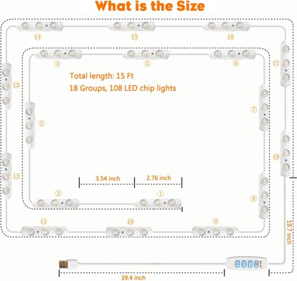 Vanity Lights for Mirror LED Makeup Light Strip with 3 Color Temperature Lighting Modes and Dimmable Stick on Vanity Bathroom Mirror,Ultra Bright (Mirror Not Included)