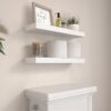 14.9 in White Floating Shelves Set of 2, Wall Mounted Small Shelves, Modern Hanging Shelf for Wall Decor, Display Wall Storage Shelves for Living Room, Bedroom, Bathroom, Kitchen - White