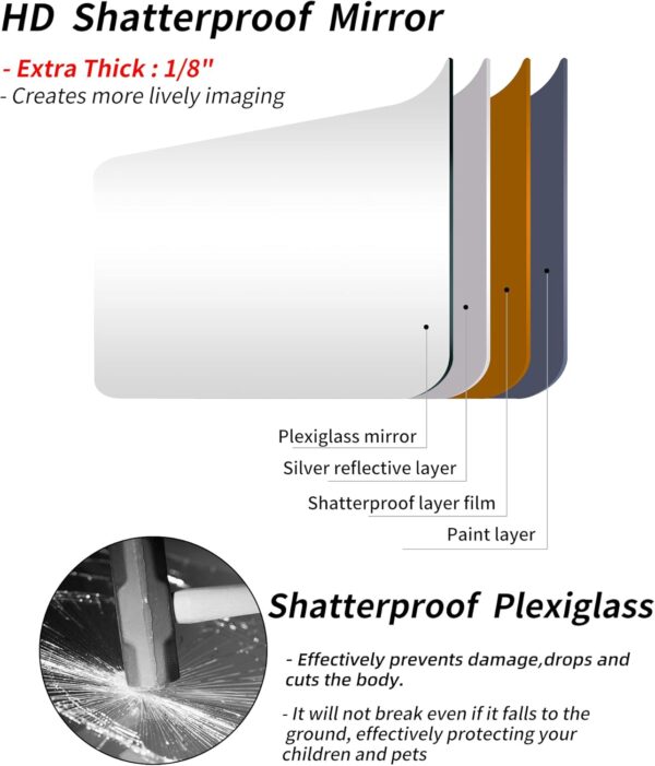 71kUa47h7GL._AC_SL1500 Full Length Wall Mirror Tiles,Glassless Mirror for Kids,Acrylic Extra Thick 1/8",40"x10" 4Pcs 10"x10",Shatterproof Frameless Mirror Wall Stickers.Apply Bedroom,Living Room,Door