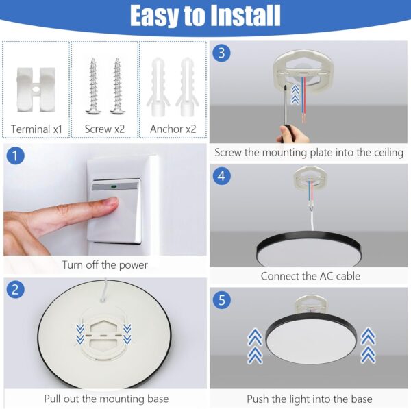 71na-cITIbL._AC_SL1500 24W Led Ceiling Light, 12 Inch Flush Mount Ceiling Light, 6500K Super Bright Light Fixture with 3000 Lumens for Bedroom, Living Room, Hallway, Dining Room, Study Room(White)