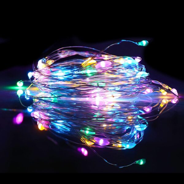 Mandiq 4 Pack Fairy Lights Battery Operated, String Lights 10ft 30 LEDs, Flashing and Constant Light Mode, Silver Wire Mini Lights for Festival, Christmas Decoration, Multicolor…